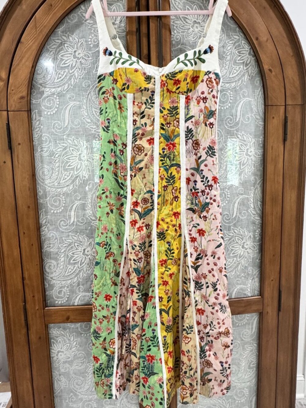 Christian Lacroix floral paneled patchwork linen corset midi dress - Picture 2 of 6
